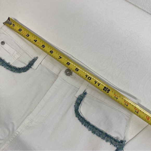 7 For All Mankind | High Waist Ankle Skinny Fringe Jeans, White Sz 28 - Picture 13 of 16